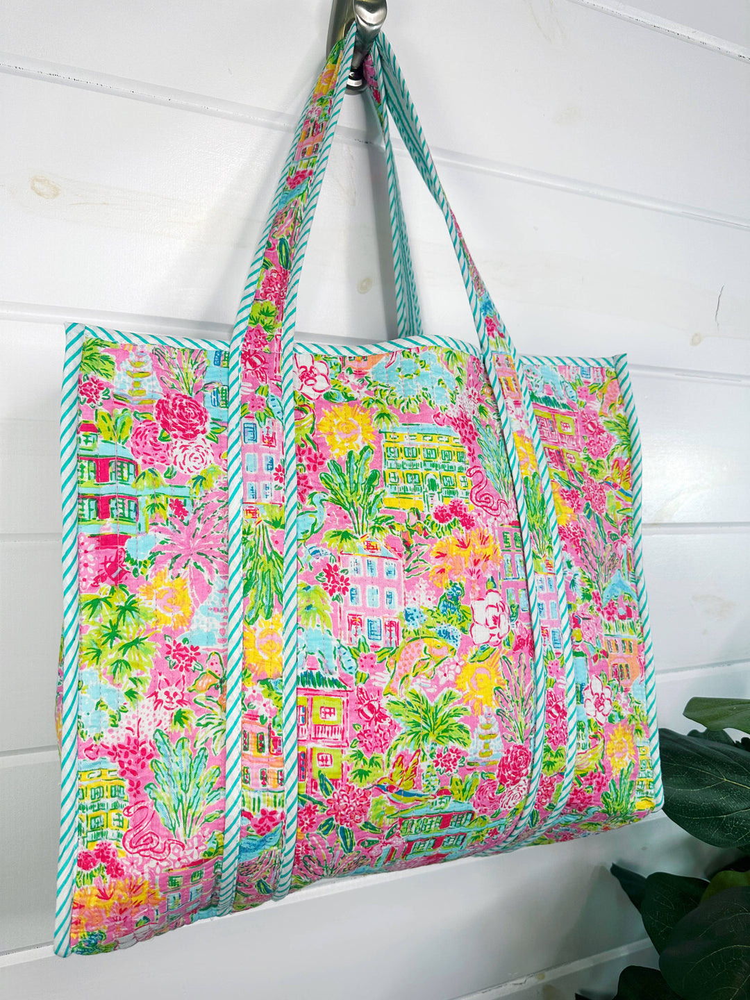 Folklore Couture - Quilted Tote Bag | Large Shopping Bag | Southern Town Tote