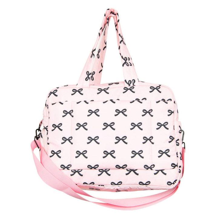 Katydid - Black & Pink Mini Bows Duffel Weekender w/ Pass-Thru Slip: Light Pink