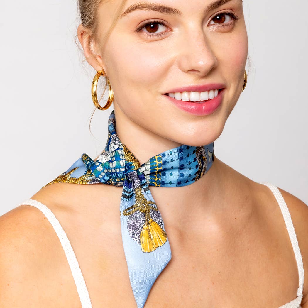 Fashion City - Tassel Pattern Print Light Weight Twilly Scarf : ORA / ONE SIZE