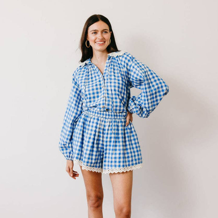 Sunshine Tienda - Blue Bay Gingham Willa Short: M