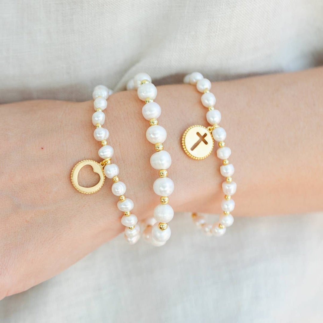 Splendid Iris - Pearl with Heart Bracelet