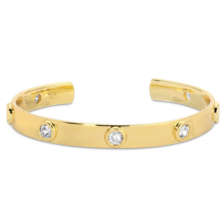 Splendid Iris - Cubic Zirconia Cuff Bracelet: Gold