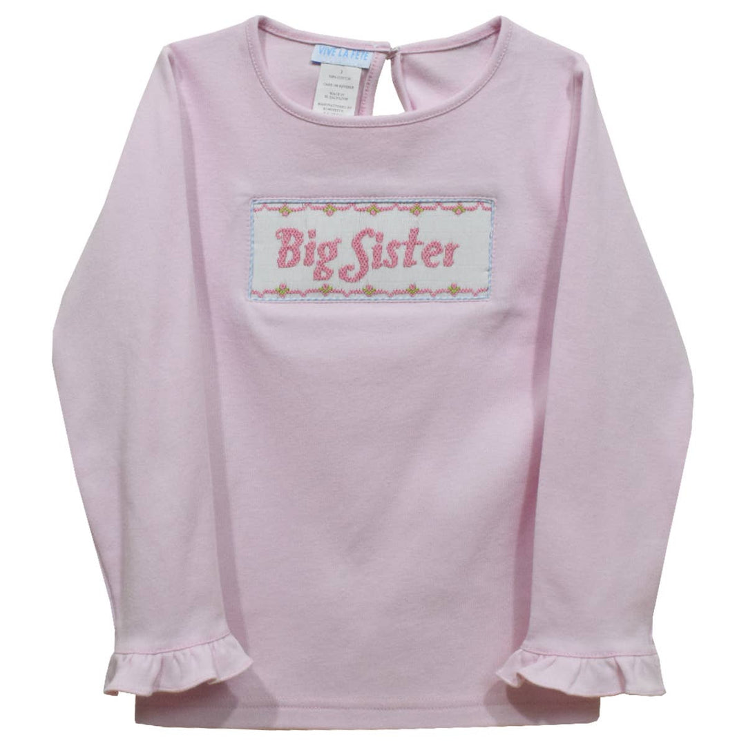 Vive La Fete - Big Sister Smocked Light Pink Ruffle Long Sleeve T-Shirt: 6