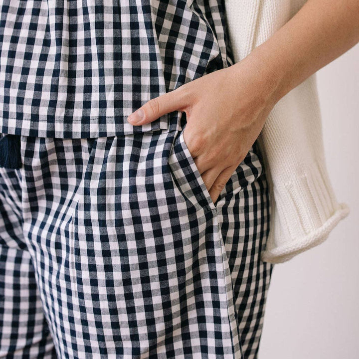 Sunshine Tienda - Navy Gingham Daphne Pant: XL