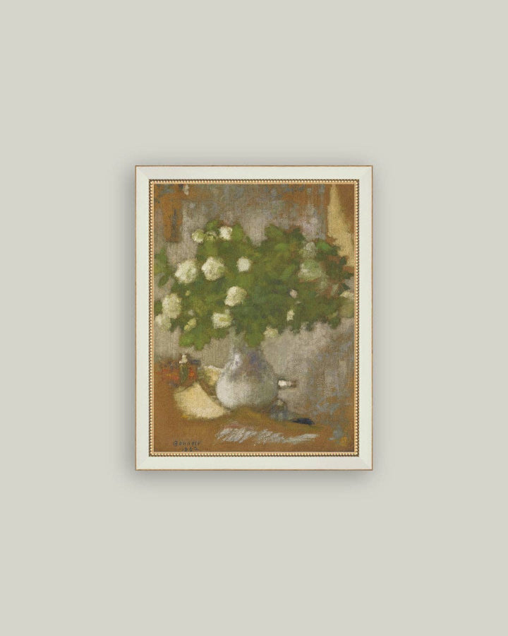 Petal Lane Home - Snowball Flowers Framed Antique Art: 7x9