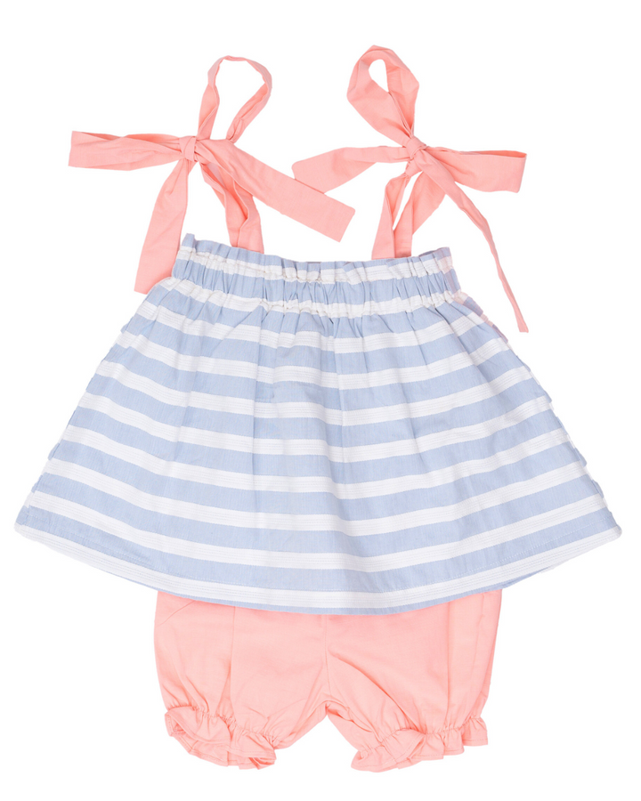 Wrenley Blue and White Stripe Bloomer Set