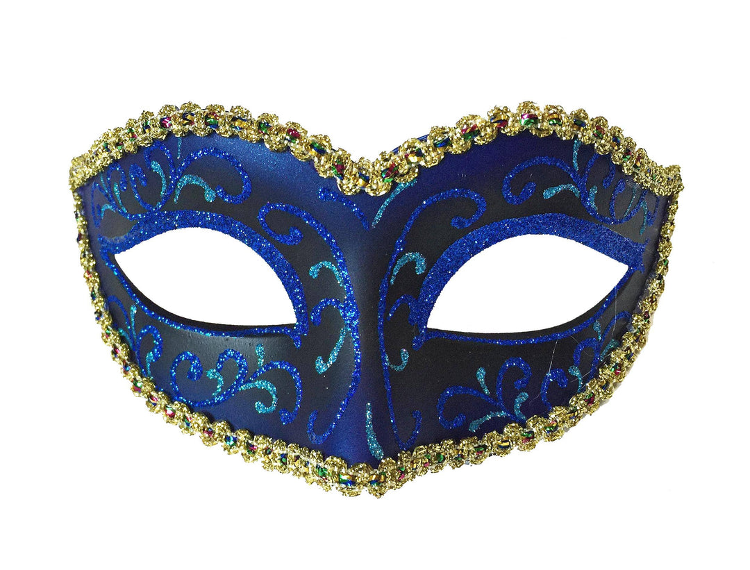 Mardi Gras Creations - Glitter Swirls Eyelet Mask With Trim: Mardigras