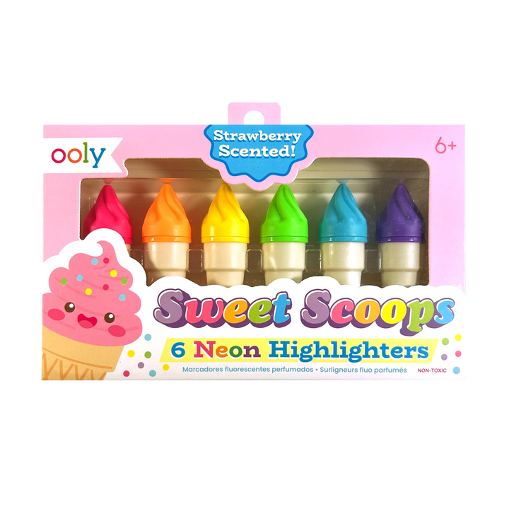 OOLY - Sweet Scoops Neon Highlighters - Strawberry Scented