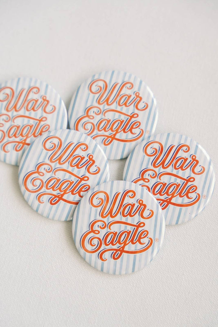 Gracefully Made Art - Auburn Striped "War Eagle" Game Day Button