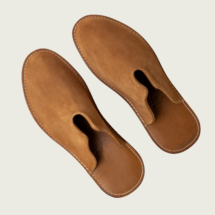 WP Standard - Mr. Grumpy Leather Slippers: Tan / Men's Extra Large