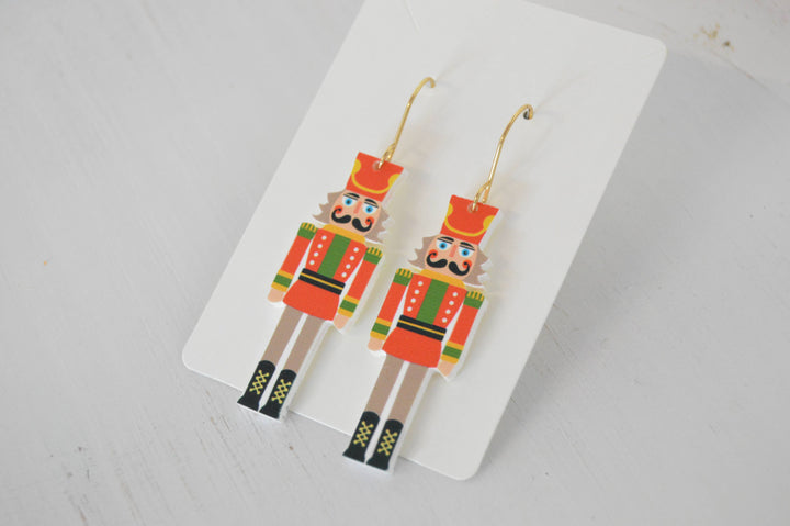 Nutcracker Earrings, Christmas Earrings, Acrylic Earrings