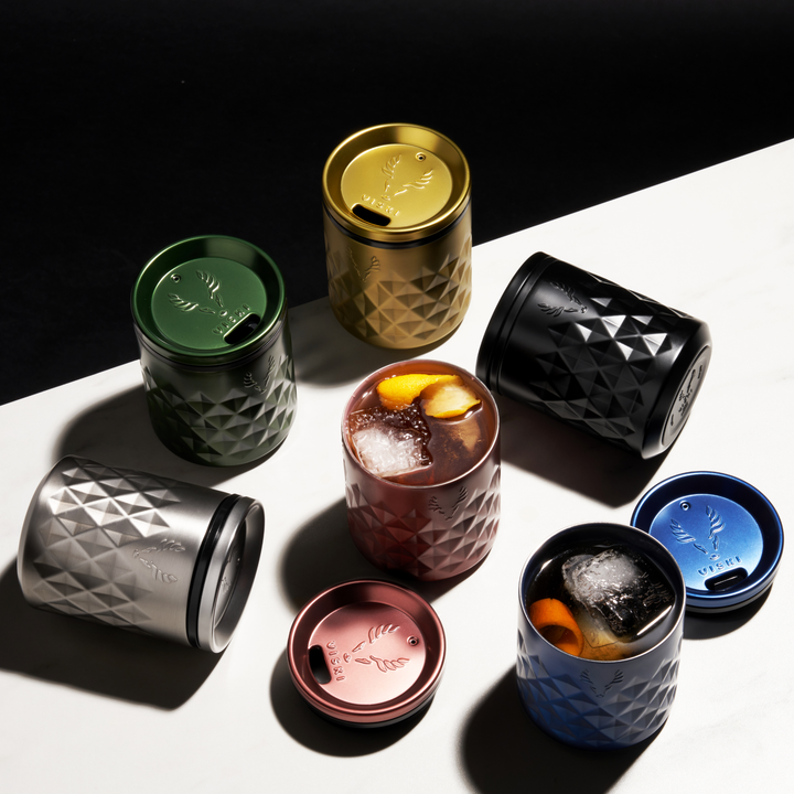 Viski - Paragon Ceramic Coated Rocks Tumbler w/ Lid - Satin Green