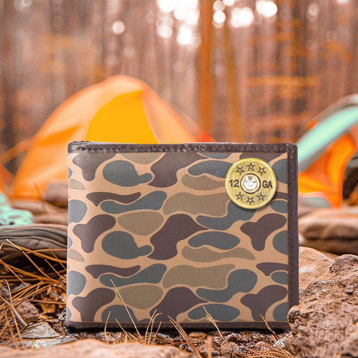 Zep-Pro - Shot Men's Bifold Old School Camo Leather Wallet.: Brown/Tan Camo