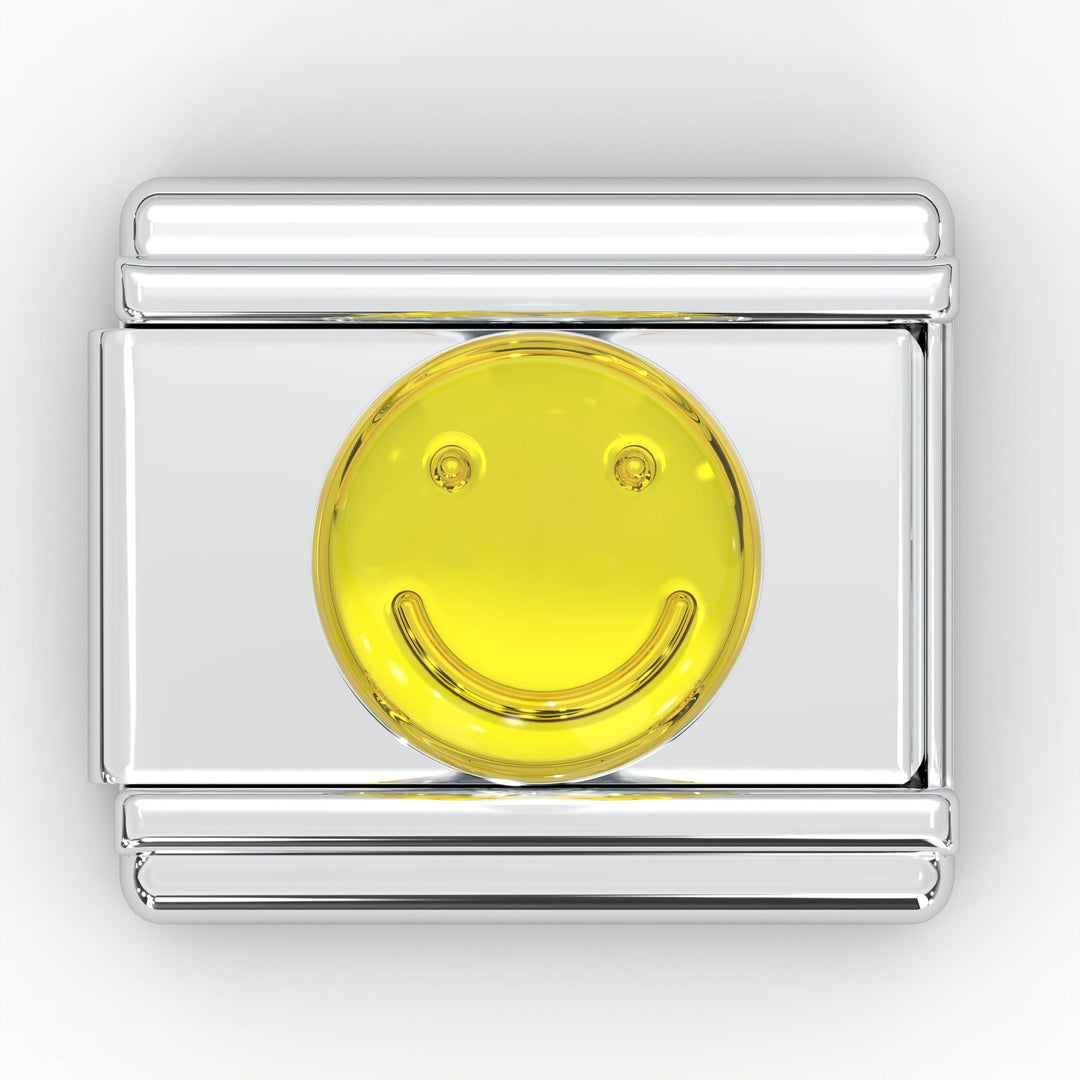 Natalia - Italian Charm Bracelet Charms - 9mm Emoji Smiley Face Links