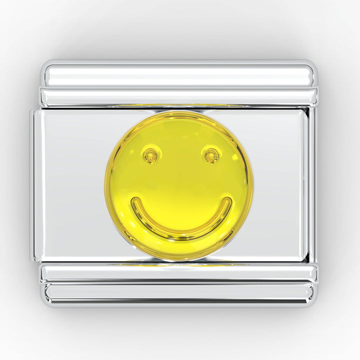 Natalia - Italian Charm Bracelet Charms - 9mm Emoji Smiley Face Links