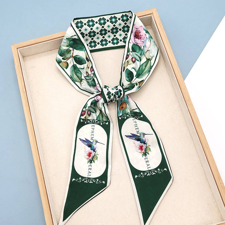 ACCITY - Fruit Print Twilly Scarf – Hair Tie & Bag Ribbon_CWASC0431: Brown / (OS) 10