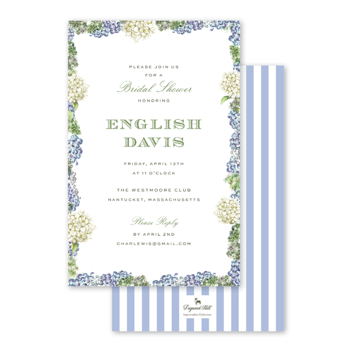 Dogwood Hill - Blue Hydrangea Boxed Invitation: Imprintable Invitation Boxed Set of 10 Cards
