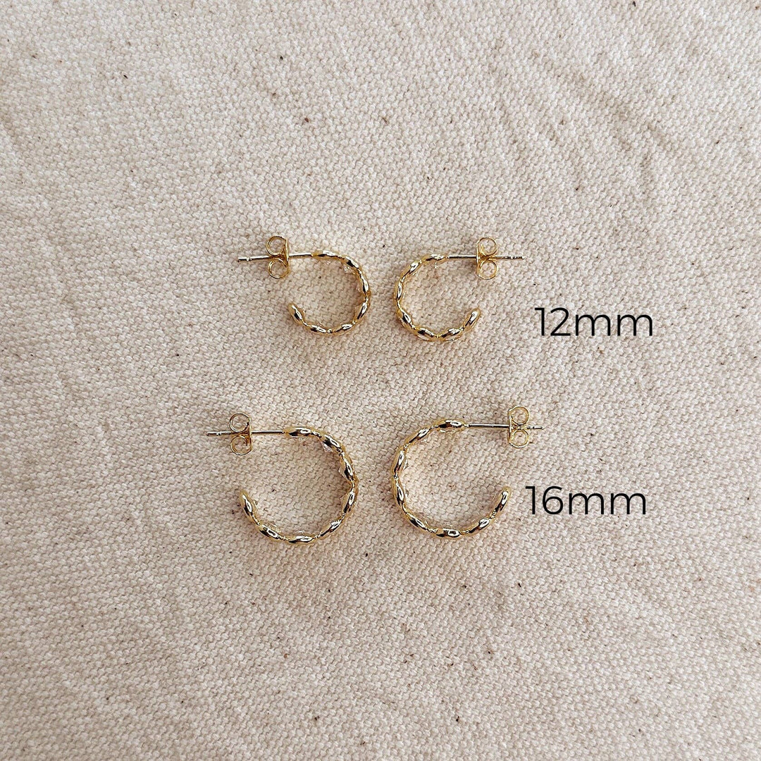 GoldFi - Bezel CZ C- Hoop Earrings: 12mm