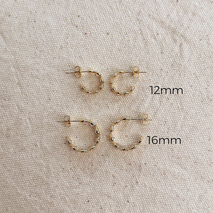 GoldFi - Bezel CZ C- Hoop Earrings: 16mm