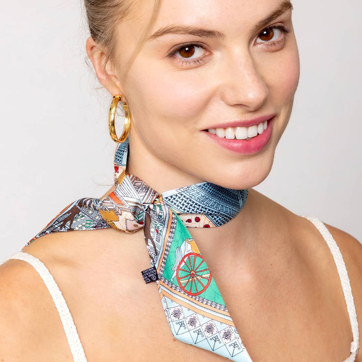 Fashion City - Colorful Geometric Pattern Light Weight Scarf: Red / ONE SIZE