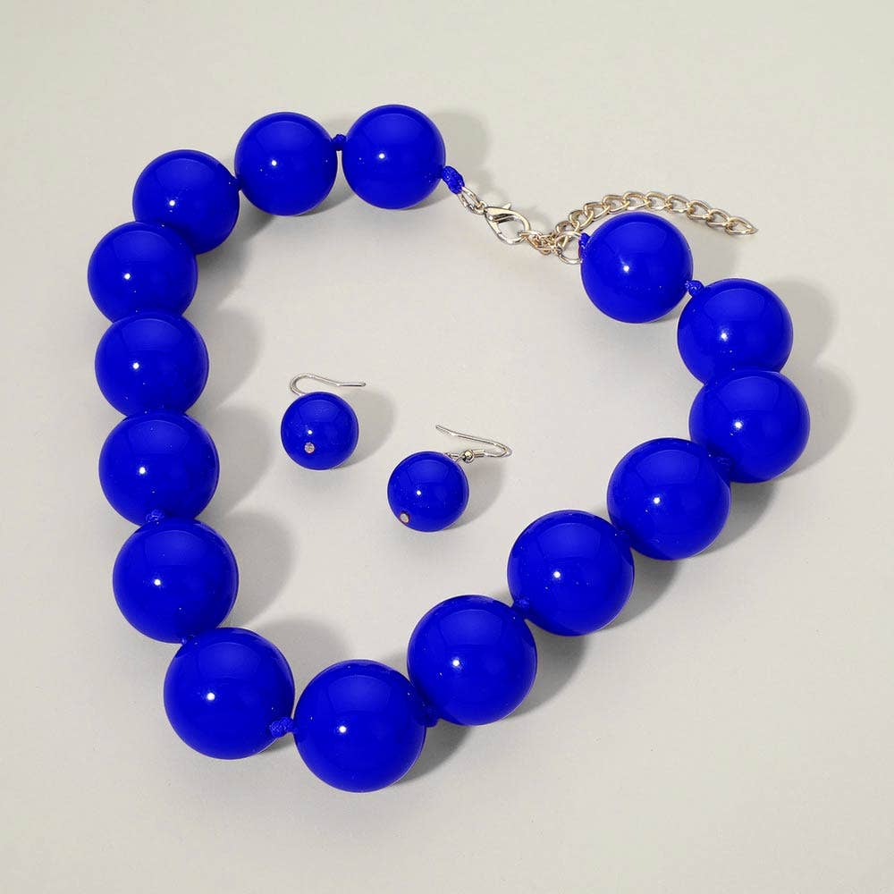 Sensibling Corp. - Chunky Ball Beaded Statement Necklace: Light Blue