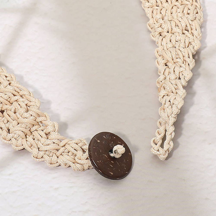 Sensibling Corp. - Woven Detail Multi Strand Beaded Collar Statement Necklace: Light Blue
