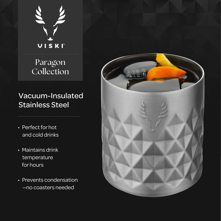 Viski - Paragon Ceramic Coated Rocks Tumbler w/ Lid - Satin Green