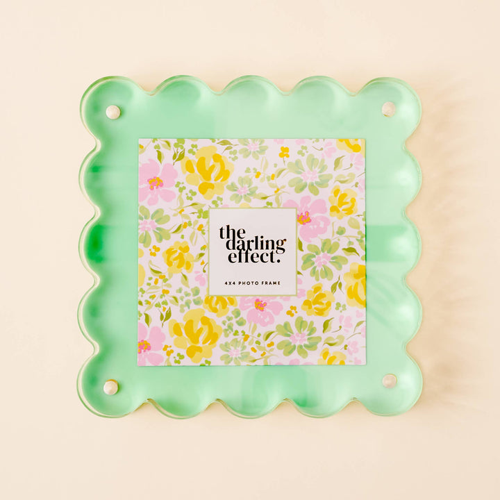 The Darling Effect - Square Scalloped Acrylic Frame-Green
