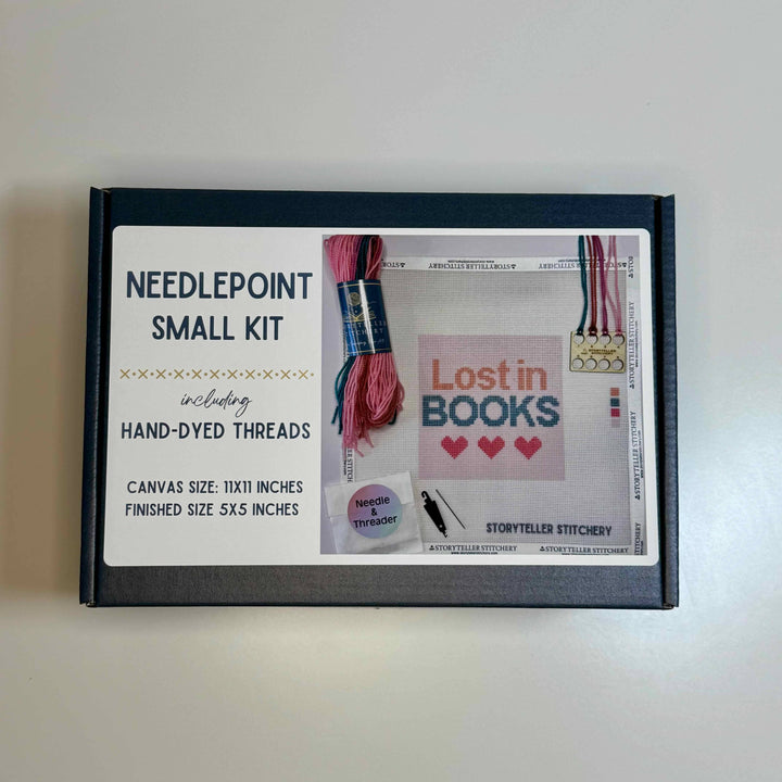 Storyteller Stitchery - Lost in Books — Modern Needlepoint Kit (Small Design)