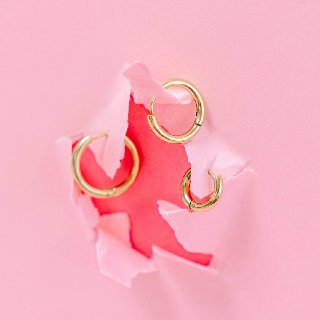 Pierced Co - Gold Huggies Earrings: 12mm