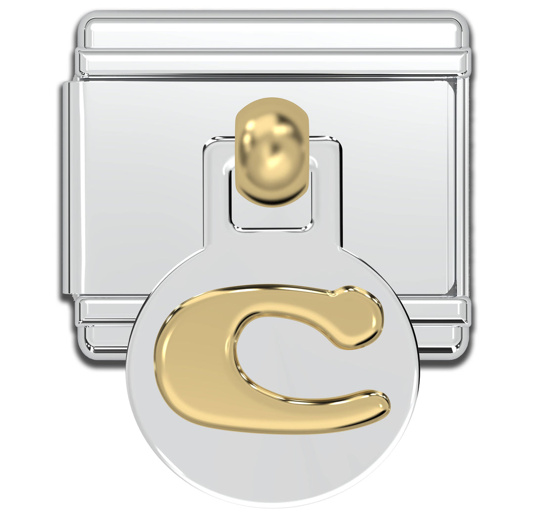 Natalia - Italian Charm Letters A-Z - 9mm Gold Dangle Bracelet Charms: L