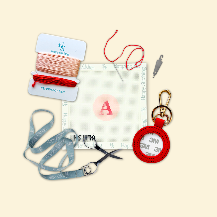 Happy Stitching - Our Initial Thought - Key Fob in Rosy Cheeks: J