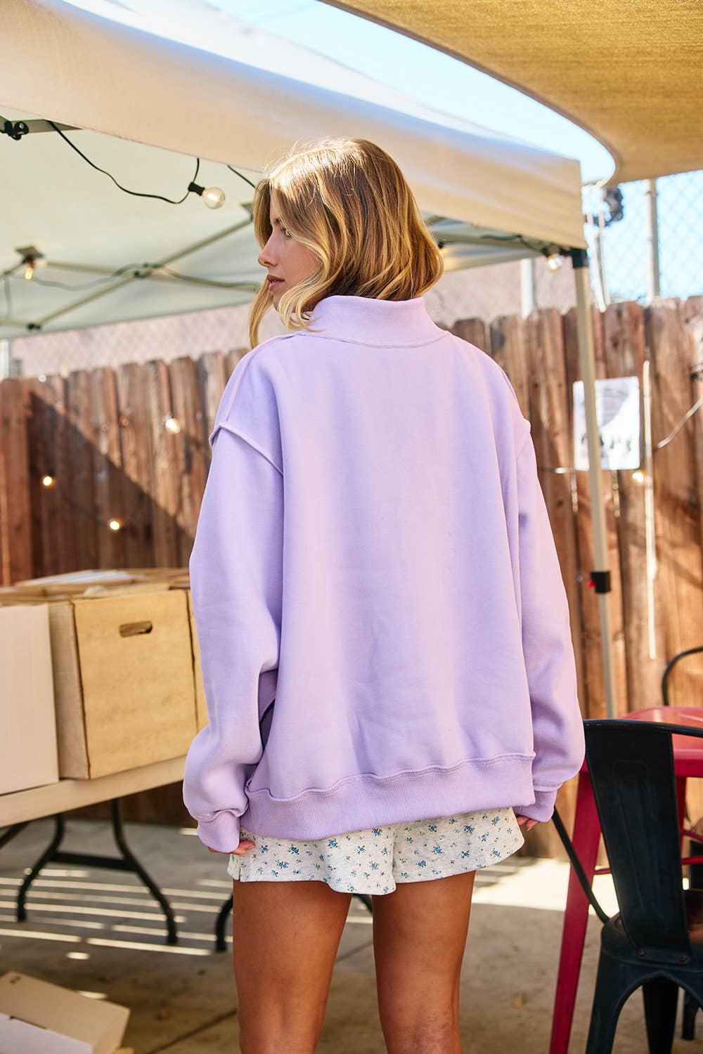 BUCKETLIST INC - IT2594E-JESUS  'JESUS' Embroidered Mock Neck Sweatshirt : LAVENDER / S/M-L/XL (3-3)