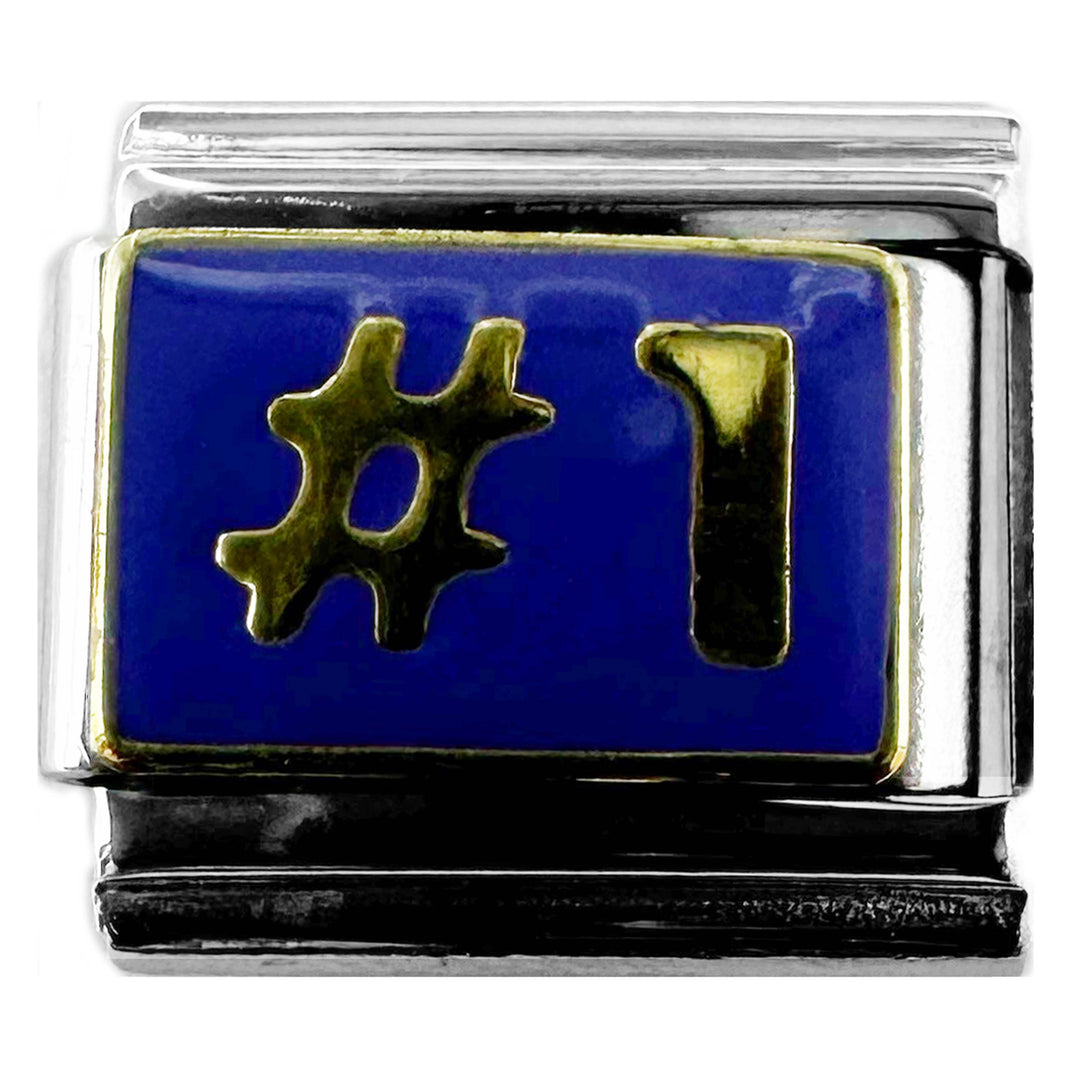 Natalia - Italian Bracelet Charm - #1 Blue/gold 9mm Links