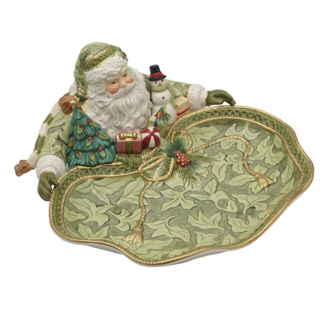 Fitz and Floyd® Mikasa® Pfaltzgraff® - Fitz & Floyd Holiday Hme Green Santa Server Gift Box Pkg: Green / Earthenware / Holiday