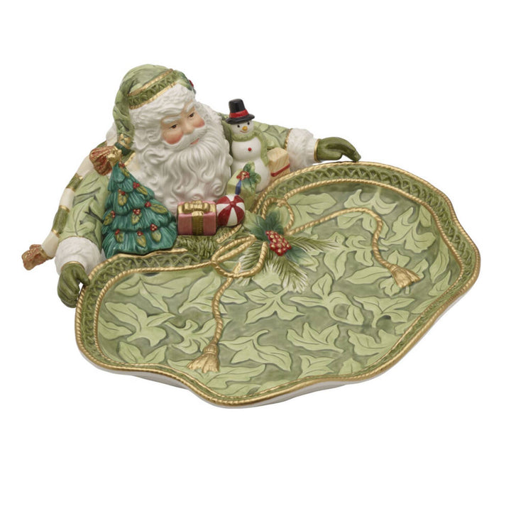 Fitz and Floyd® Mikasa® Pfaltzgraff® - Fitz & Floyd Holiday Hme Green Santa Server Gift Box Pkg: Green / Earthenware / Holiday