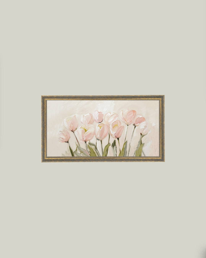 Petal Lane Home - Pink Tulips Framed Antique Art: 7x5