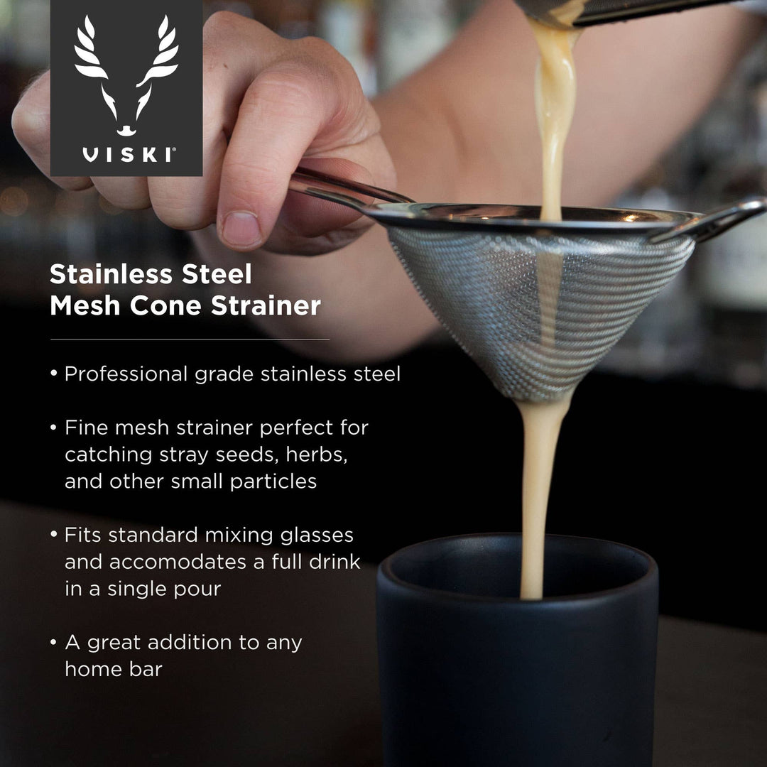 Viski - Harrison Stainless Steel Fine Mesh Cone Cocktail Strainer