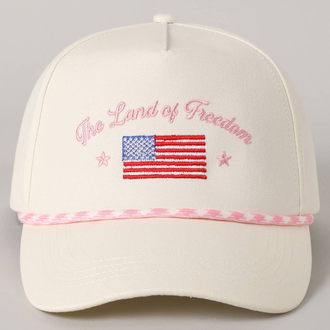 Fashion City - The Land of Freedom Flag Embroidered Trucker Hat: Red / ONE SIZE