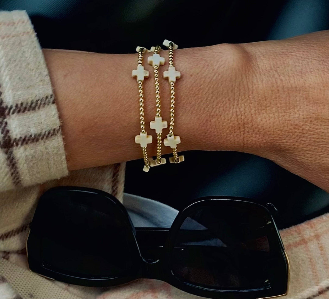 Coastal Grit - Island Girl Cross Bracelet: Off-white Cross