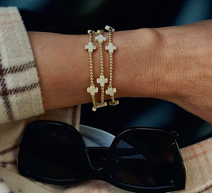 Coastal Grit - Island Girl Cross Bracelet: Off-white Cross