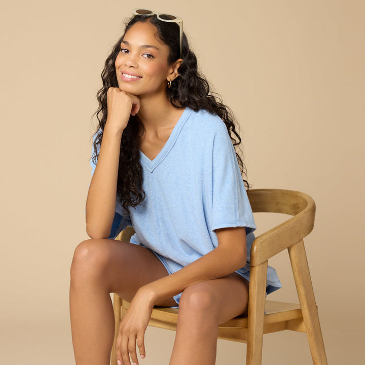 Terry Relaxed V-neck with Short Set