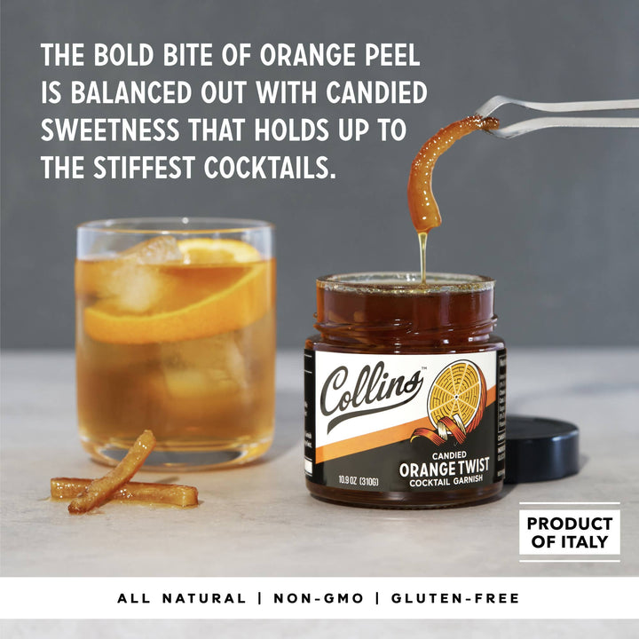 Collins - Italian Candied Orange Peel Twist Cocktail Garnish 10.9 oz