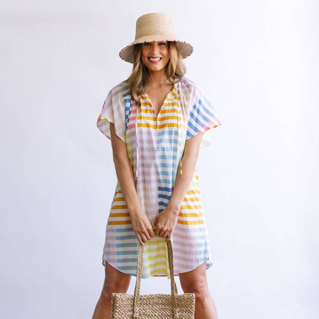 Sunshine Tienda - Colorful Stripe Cove Cover-Up: M
