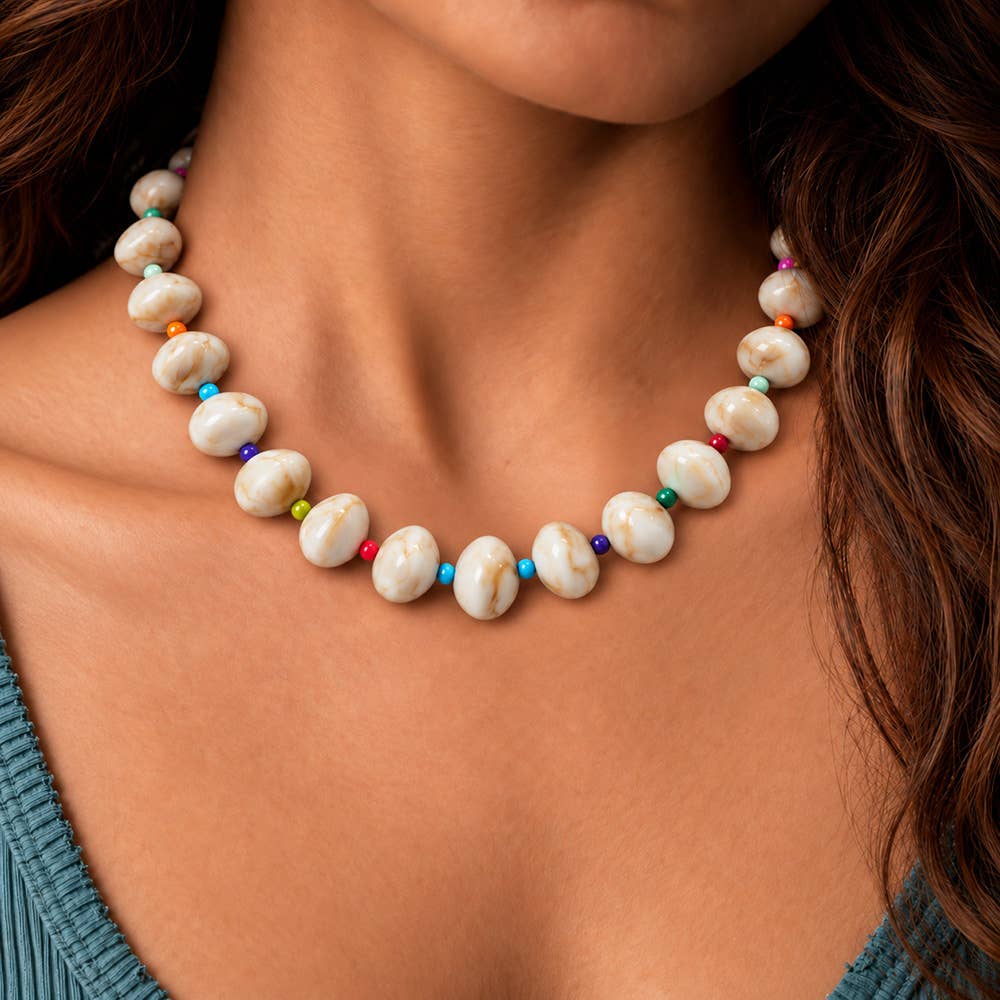 MKS America - Bohemian Beaded Choker Necklace For Women: Olive / M