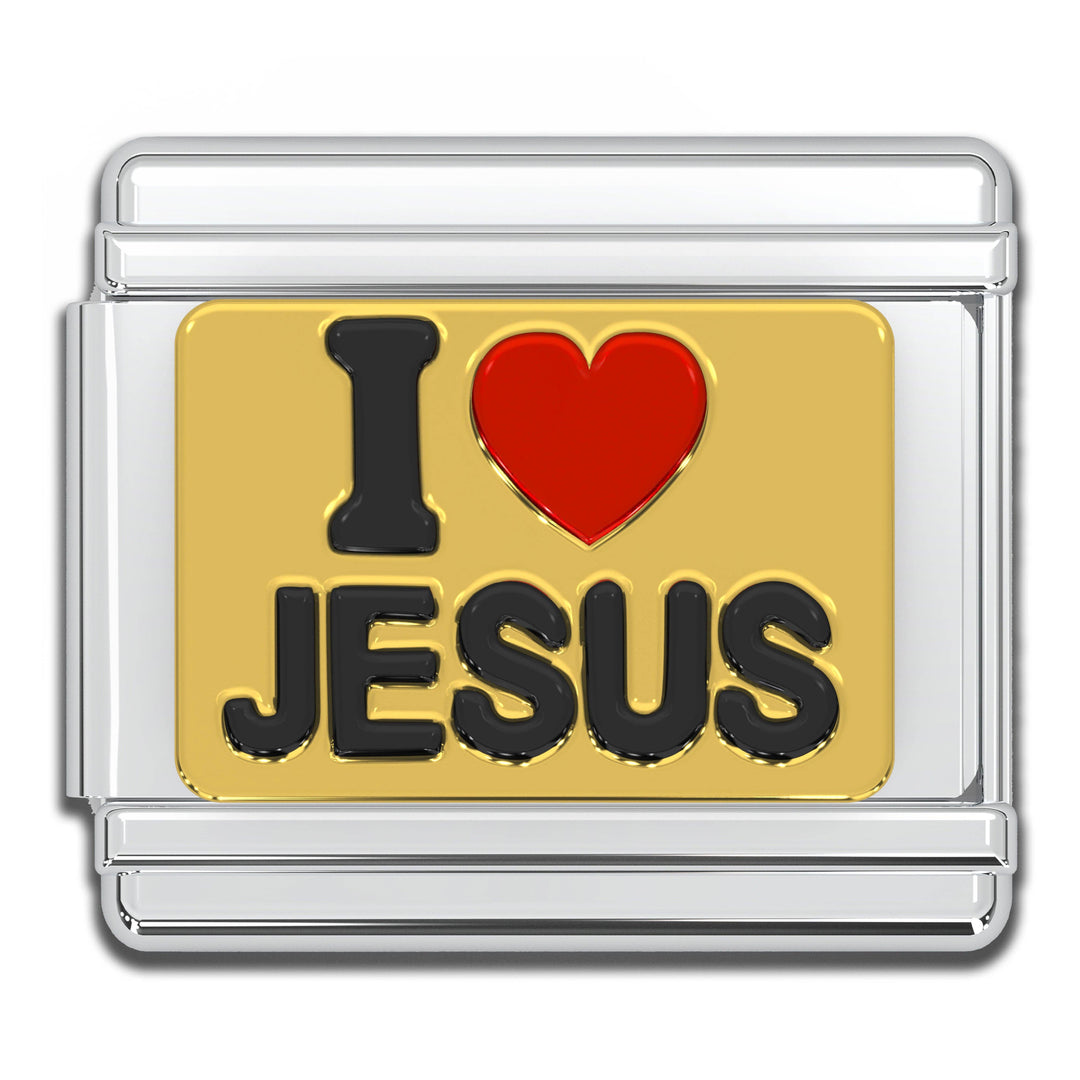 Natalia - Italian Bracelet Charms - "I LOVE JESUS" Religious 9mm Links
