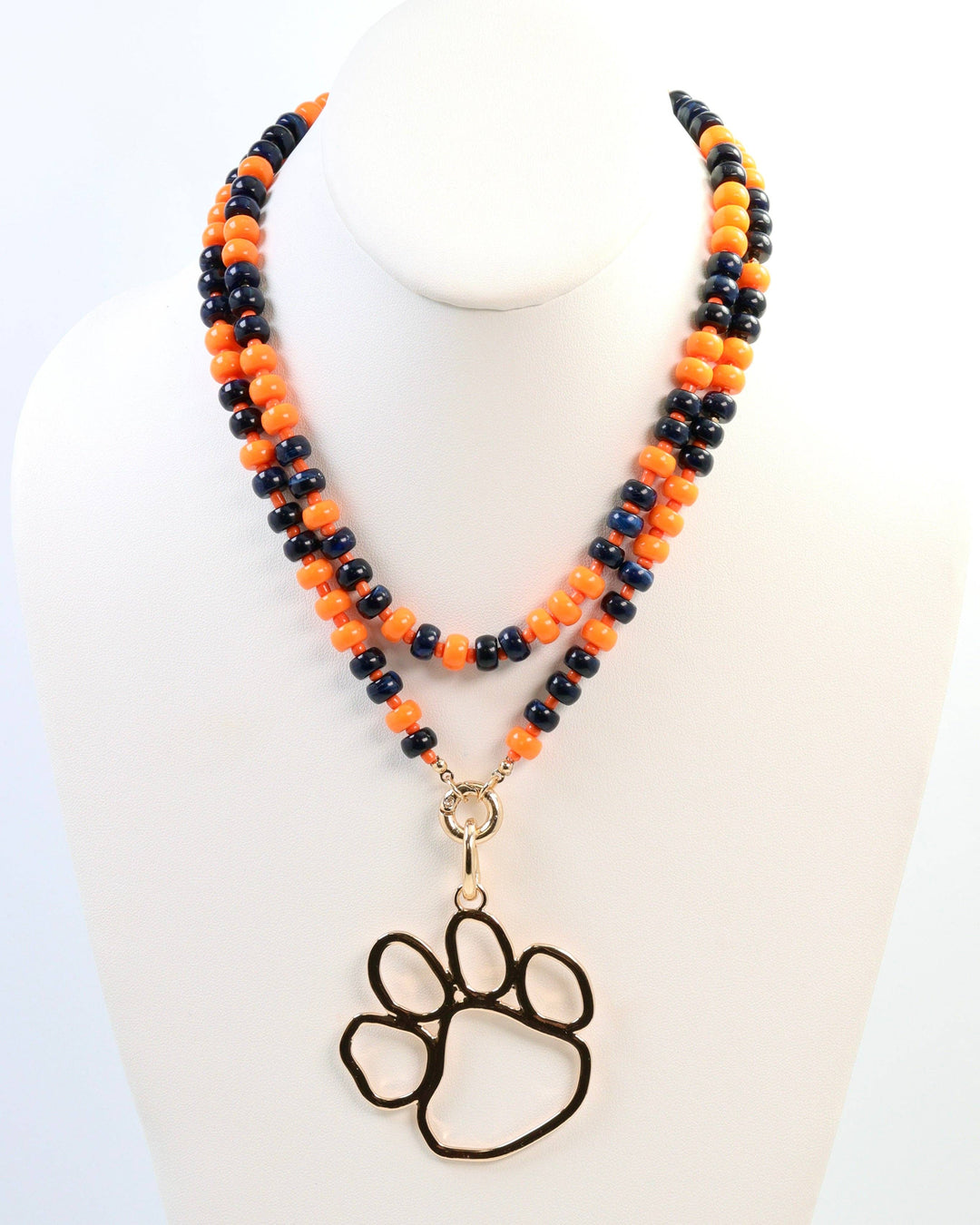 Caroline Hill - McLane Stone Necklace with Toggle Navy Orange: Default