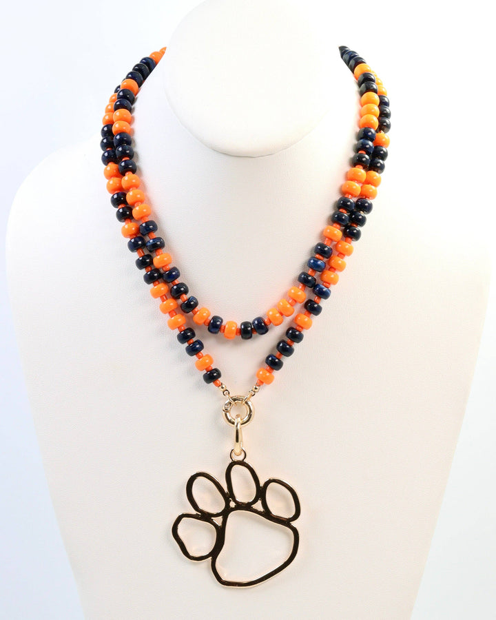 Caroline Hill - McLane Stone Necklace with Toggle Navy Orange: Default