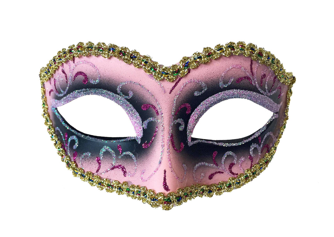 Mardi Gras Creations - Glitter Swirls Eyelet Mask With Trim: Mardigras