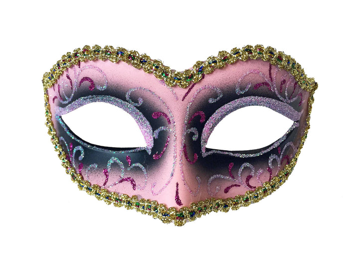 Mardi Gras Creations - Glitter Swirls Eyelet Mask With Trim: Mardigras